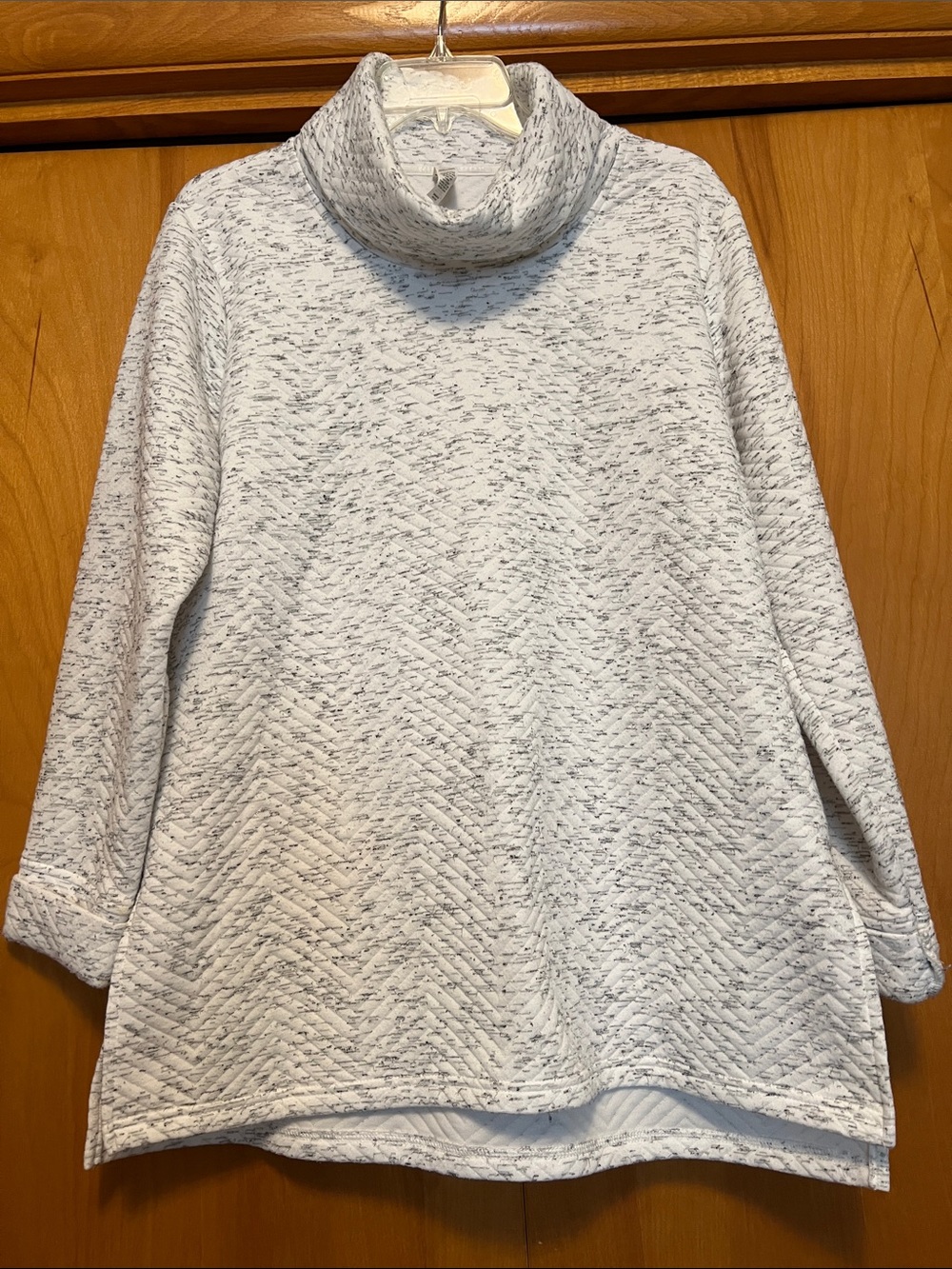 RBX White Grey Flecked Cowl Neck Pullover Quilted Sweatshirt Size XL